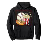 Sourire Baseball Popcorn et Hot-Dog Cartoon Apparel Sweat à Capuche