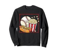 Sourire Baseball Popcorn et Hot-Dog Cartoon Apparel Sweatshirt