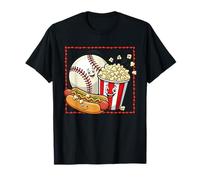 Sourire Baseball Popcorn et Hot-Dog Cartoon Apparel T-Shirt