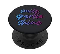 Sourire Brillance Étincelle XS Noir Bleu Violet Ombre de mot PopSockets PopGrip - Support et Grip pour Smartphone/Tablette avec un Top Interchangeable
