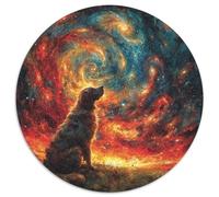 Sourire chienJigsaw Puzzle 1000 Piece for Adults Round Merveilleux Ciel étoiléCreative Challenge Puzzle Toy1000pcs (67.5x67.5cm)