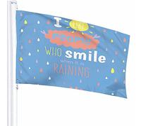 Sourire quand il pleut drapeau décor 0,9 x 1,5 m mignon drôle lettrage soleil pluie arc-en-ciel nuage polyester imprimé motif extérieur décoration pour maisons et jardins