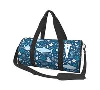 Sourire Requin Animaux Marins Poissons Étoile De Mer Bleu, Sac de Voyage de Grande capacité, Sac à Main Rond, Sac de Voyage de Sport, fourre-Tout, Sac de Fitness