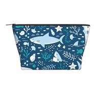 Sourire Requin Animaux Marins Poissons Étoile De Mer Bleu, Trousse de Toilette Trousse de Maquillage Sac à cosmétiques Trousse de Toilette de Voyage Portable