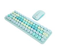 Souris avec clavier, souris avec clavier USB, 2,4 g, sans fil, 68 touches, basse consommation, rétro, mignon, abs, clavier de jeu, souris pour PC, couleur bleue