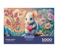 Souris avec Un cœur dans Les Fleurs 1000 Pièces Pack Puzzle Souris avec Un cœur dans Les Fleurs Puzzle Carton Extra-épais - Collectionneurs’ Favorite, Détente, Pause Bureau Voyage 70x50cm/1000pcs