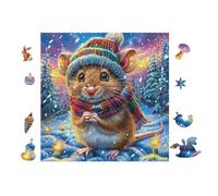 Souris avec Une écharpe en Hiver 100 Pièces Puzzle Adolescent en Carton Rigide Difficulté Moyenne Activité ÉduChative Voyage Déplacement Cadeau Anniversaire Petit Prix 28x28cm