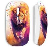 Souris blanc Sans Fil Lion Attaque coloré Wallpaper Maniacase Blanc G