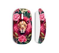 Souris blanc Sans Fil Lion avec des fleurs