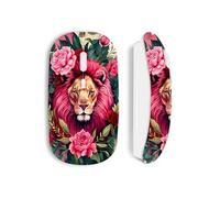 Souris blanc sans Fil Tête de lion avec fleurs et feuilles