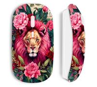 Souris blanc sans Fil Tête de lion avec fleurs et feuilles