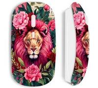 Souris blanc sans Fil Tête de lion avec fleurs et feuilles Blanc G