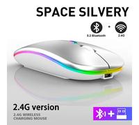 Souris Bluetooth sans fil aste RVB, souris d'ordinateur rétroéclairée par LED, souris de jeu ergonomique pour ordinateur portable, PC, 3600 ug I Silver