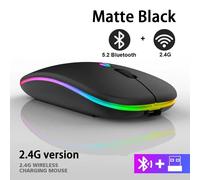 Souris Bluetooth sans fil aste RVB, souris d'ordinateur rétroéclairée par LED, souris de jeu ergonomique pour ordinateur portable, PC, 3600 ug I Black