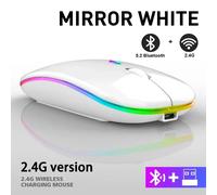 Souris Bluetooth sans fil aste RVB, souris d'ordinateur rétroéclairée par LED, souris de jeu ergonomique pour ordinateur portable, PC, 3600 ug I White