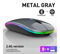 Souris Bluetooth sans fil aste RVB, souris d'ordinateur rétroéclairée par LED, souris de jeu ergonomique pour ordinateur portable, PC, 3600 ug I Gray