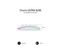 Souris Bluetooth sans fil double plate LED/Batterie rechargeable/Jusqu'à 1600 DPI/Blanc