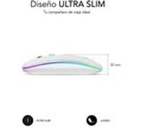 Souris Bluetooth sans fil double plate Subblim LED/Batterie rechargeable/Jusqu'à 1600 DPI/Blanc Blanc G
