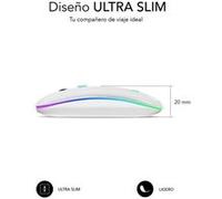 Souris Bluetooth sans fil double plate Subblim LED/Batterie rechargeable/Jusqu'à 1600 DPI/Blanc G