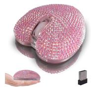 Souris Bluetooth Sans Fil, Jolie USB Rechargeable en Forme de Cœur Incrustée de Diamants, Double Mode, avec Lumière LED Respirante Couleur, pour Ordinateurs PC Mac,Enfants Filles Amoureux Cadeau(Rose)