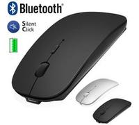 Souris Bluetooth Sans Fil pour Macbook/iPad/iPhone( iOS13.1.2 ou Supérieur)/Android PC/Ordinateur, Mini Souris Silencieuse Rechargeable pour Windows//Linux/Mac,3 DPI Réglable Bluetooth 4.0+2.4G Nior G