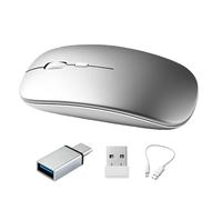 Souris Bluetooth sans fil pour MacBook, ordinateur portable, iPad, PC, ordinateur - Double mode 2,4 GHz & Bluetooth 5.2 rechargeable silencieuse souris avec adaptateur USB-C, DPI réglable, design