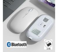 Souris Bluetooth sans fil Rechargeable pour iPad Samsung Huawei MiPad 2.4G USB souris pour Android Windows tablette ordinateur portable Notebook PC - Type white