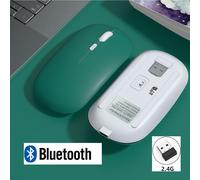 Souris Bluetooth sans fil Rechargeable pour iPad Samsung Huawei MiPad 2.4G USB souris pour Android Windows tablette ordinateur portable Notebook PC - Type Dark Green