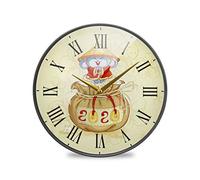 Souris Chapeau De Paille Chinois Souris Murale Décoratif Moderne Horloge de Mur Circulaire Silencieuse Horloges pour Enfant Garçons Le Bureau à Domicile Cuisine Chambre école Décor(9.5In 11.9In)