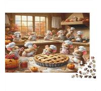 Souris Chefs Mignons Puzzle de 1000 Pièces pour Adultes Scène de Boulangerie Confortable avec Tartes et Boulangers Premium Haute Qualité Robuste Vibrant Stimulant Jeu Familial 38x26cm/1000pcs