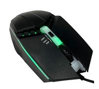 Souris compatible PC Gaming pour tous les ordinateurs portables consoles et systèmes d'exploitation avec câble USB de 130 cm, éclairage LED et capteur optique configurable de 800/1200/1600 DPI noir