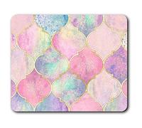 Souris Confortable Mat - Pink Pearl Vintage Marocaine 23,5 x 19,6 cm (9,3 x 7,7 Pouces) pour Les Ordinateurs et Ordinateurs Portables, de Bureau, Cadeaux, Base antidérapante - RM2526