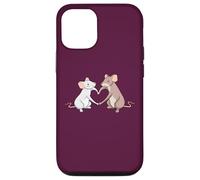 Souris Couple Amour Coeur Mignon Souris Romance Cartoon Esthétique Coque pour iPhone 12/12 Pro