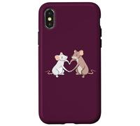 Souris Couple Amour Coeur Mignon Souris Romance Cartoon Esthétique Coque pour iPhone X/XS