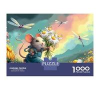Souris dans Fleurs 1000 Pieces Sustainable Board Fairy Souris Mindfulness Puzzle for Adults Reusable Puzzle Relaxation Activity Stress-Relieving 38x26cm/1000pcs