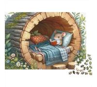 Souris dans Tronc d Arbre Puzzle 1000 Pièces Papier pour Adultes Scène de Lecture conviviale Puzzle en Famille Détente Décor Cadeau 70x50cm/1000pcs