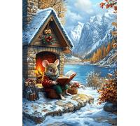 Souris dans Un Chalet d'hiver Douillet 1000 Pieces Casse-tête Débutant en Carton Haute Qualité Animaux et Plantes Facile Apprentissage Loisir Créatif Décoration Murale Cadeau Saint Valentin 1000 PCS