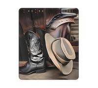 Souris De Bureau, Bottes Western avec Chapeau De Cowboy Noir Tapis De Souris D'Ordinateur Stable Tapis Souris Confort Mouse Pad pour Bureau Pc 25X30Cm