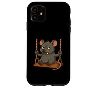 Souris de dessin animé en colère sur une balançoire Coque pour iPhone 11