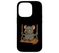 Souris de dessin animé en colère sur une balançoire Coque pour iPhone 14 Pro