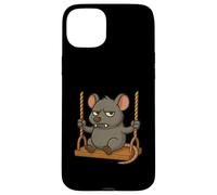 Souris de dessin animé en colère sur une balançoire Coque pour iPhone 15 Plus