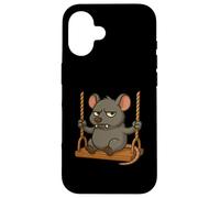 Souris de dessin animé en colère sur une balançoire Coque pour iPhone 16