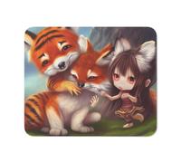 Souris De Gaming, Famille Hybride Tiger Girl ! Tapis De Gaming Base en Caoutchouc Souris De Bureau Antidérapante Tapis De Souris pour Ordinateur Joueurs Professionnels 25X30Cm