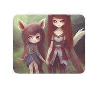 Souris De Gaming, Sœurs Hybrides Loup Ou Renard ! Gamer Mouse Pad Durable Mouse Pad Portable Tapis De Souris De Jeu pour Souris Bureau 25X30Cm