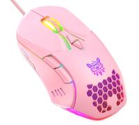 Souris de jeu filaire, 6400 DPI, 6 couleurs, RGB, LED, USB, antidérapante, pour ordinateur fixe et portable, rose