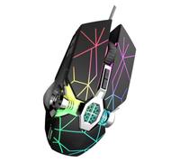 Souris de Jeu Filaire 7 Touches Programmables, Dpi Réglable, Éclairage LED | Design Noir Mat Effet Fissuré, Lumière Respirante Sept Couleurs, pour Joueurs Fps, Programmation, Ordinateur Portable