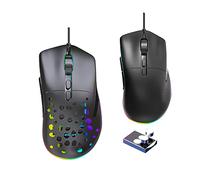 Souris de jeu filaire légère avec coque en nid d'abeille, 13 modes de lumière LED, 6 DPI réglables, 7 boutons programmables pour Windows, PC, Mac, ordinateur portable, Gamer (Noir)