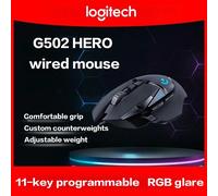 Souris de jeu filaire Logitech G502 HERO pour E-Sports, souris mécanique RGB avec éclairage réglable pour gagner au PUBG, programmation macro noir