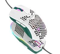 Souris de jeu filaire, souris légère en nid d'abeille 69G avec 6400 DPI, souris de jeu USB programmable à 6 boutons, pour joueurs PC et utilisateurs Xbox et PS4-vert blanc mélangé