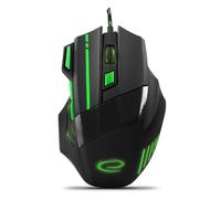 Souris de jeu optique filaire USB Esperanza MX201 Wolf 7D, noire et verte